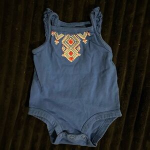 Carter's Navy Onesie with Embroidered Pattern